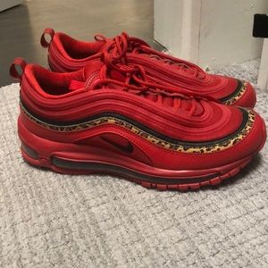 Red and cheetah print Nike air max 97